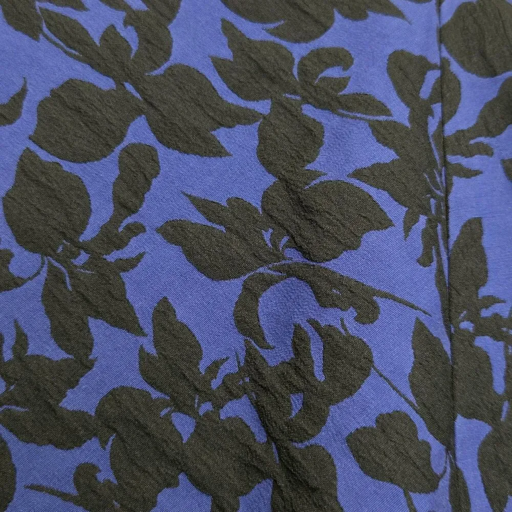 Express Skirt Womens 2 Blue Black Floral A-Line Short Mini Lined Jacquard Zip